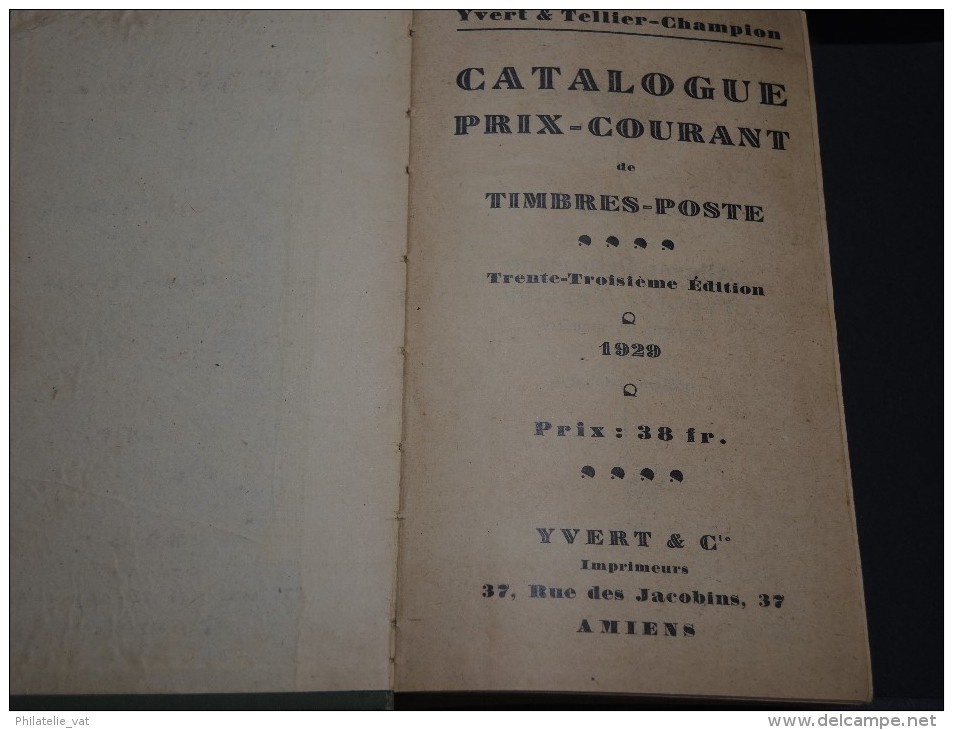 FRANCE – Catalogue Yvert Et Tellier Champion 1929 – Bonnes Références – Lot N° 17149 - Frankreich