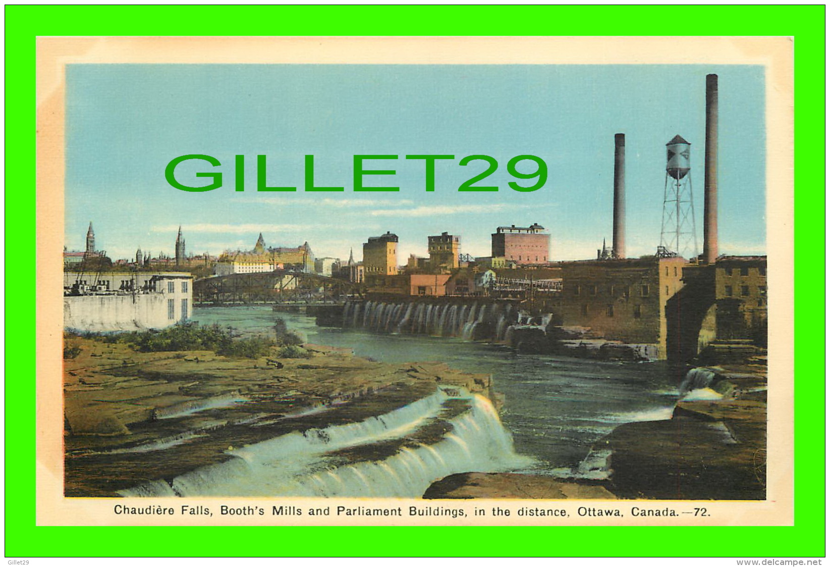 OTTAWA, ONTARIO - CHAUDIÈRE FALLS, BOOTH'S MILLS & PARLIAMENT BUILDINGS IN THE DISTANCE - PECO - - Ottawa