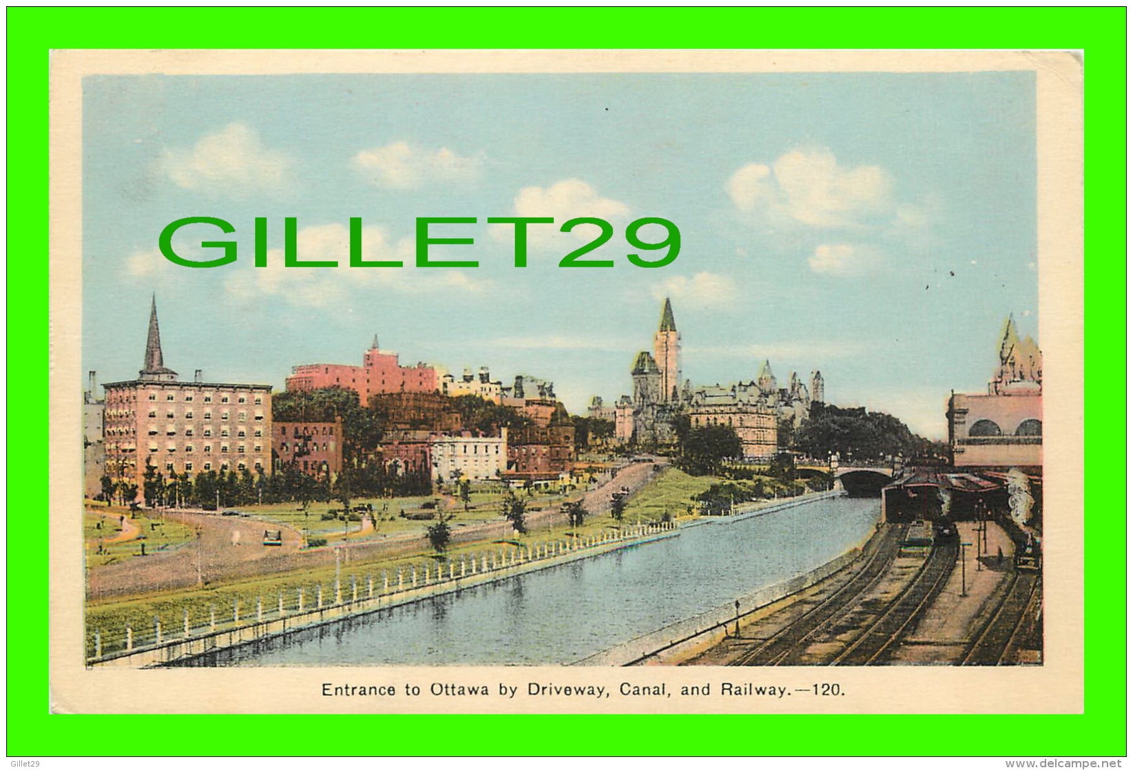 OTTAWA, ONTARIO - ENTRANCE TO OTTAWA BY DRIVEWAY, CANAL AND RAILWAY - PECO - - Ottawa