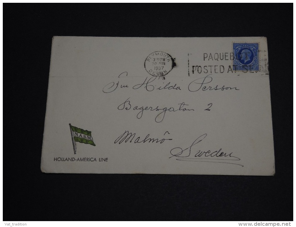 GRANDE - BRETAGNE - Enveloppe De Plymouth Postée à Bord Du Bateau Pour La Suède En 1937 - A Voir - L 416 - Cartas & Documentos