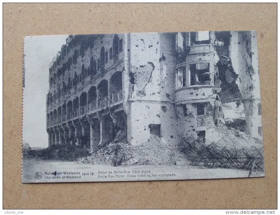 Ruines Ruins BELLE-VUE Hotel Côté Digue ( J. Revyn ) Oorlog 1914-18 / Anno 1925 ( Zie Foto´s Voor Details ) !! - Westende