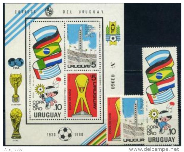Uruguay, 1980, 50 Years Of Winning Of World Cup, 3 Stamps + S/s Block - 1930 – Uruguay