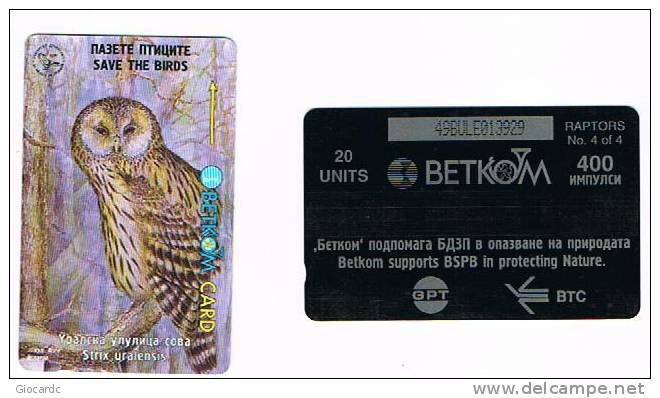 BULGARIA - GPT - BETKOM 1997 UCCELLI (BIRDS): STRIX  URALENSIS    - CODE 49BULE - USATA (USED) - RIF. 7535 - Eulenvögel