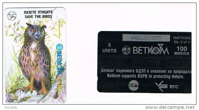 BULGARIA - GPT - BETKOM 1996 UCCELLI (BIRDS): BUBO BUBO      - CODE 44BULE - USATA (USED) - RIF. 7529 - Hiboux & Chouettes