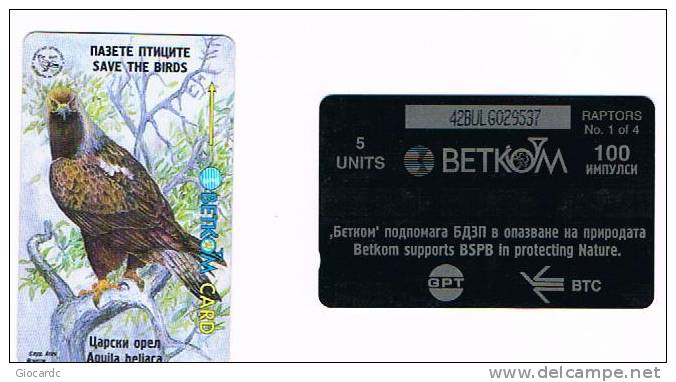 BULGARIA - GPT - BETKOM 1996 UCCELLI (BIRDS): AQUILA HELIACA     - CODE 42BULG - USATA (USED) - RIF. 7524 - Arenden & Roofvogels