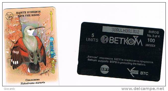 BULGARIA - GPT - BETKOM - 1996 UCCELLI (BIRDS): TICHODROMA MURRARIA  - CODE 38BULH - USATA (USED) - RIF. 7514 - Passereaux