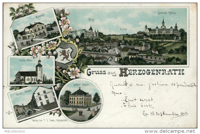 DE HERZOGENRATH / Burg, Kirche, Seminar Rolduc, Bahnhof, Kirche Afden, Kleick-Strasse / CARTE COULEUR - Herzogenrath