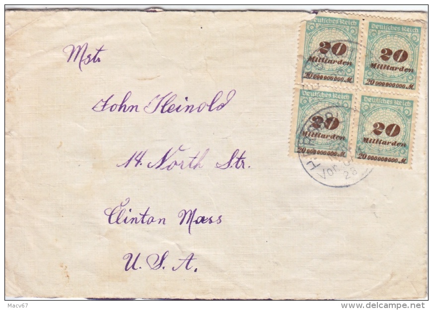 GERMANY  INFLATION  COVER  TO  U.S.A. - Briefe U. Dokumente