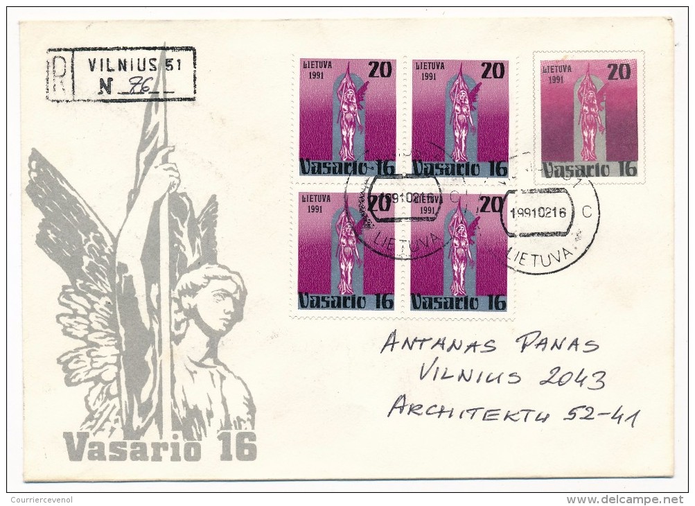 LITUANIE - 6 Enveloppes - Entiers Avec Affranchissements Complémentaires - 1990/1991 - Lithuania