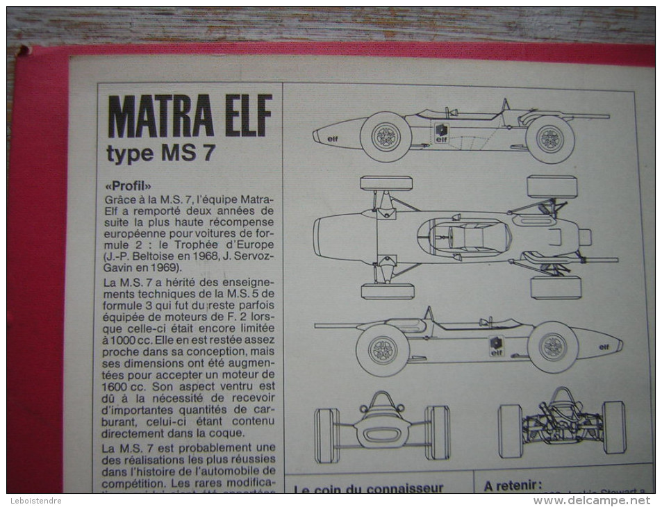 COLLECTION ELF COMPÉTITION 70 N° 24 MATRA ELF TYPE MS 7  COURSE AUTOMOBILE OFFERT PAR VOTRE STATION SERVICE ELF - Other & Unclassified