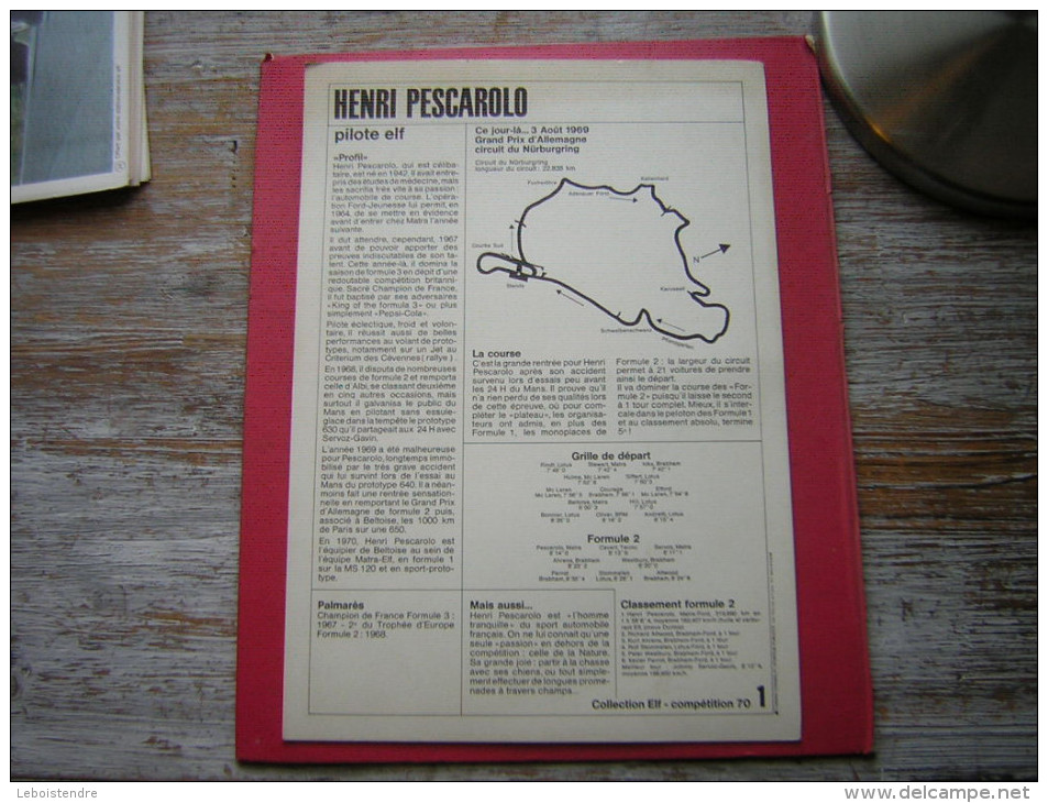 COLLECTION ELF COMPÉTITION 70 N° 1 HENRI PESCAROLO PILOTE ELF   COURSE AUTOMOBILE OFFERT PAR VOTRE STATION SERVICE ELF - Autres & Non Classés