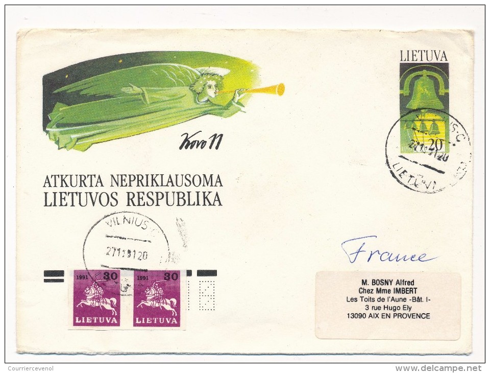 LITUANIE - 8 Enveloppes - Entiers Postaux Oblitérées, Dont Affranchissements Complémentaires - Lituanie