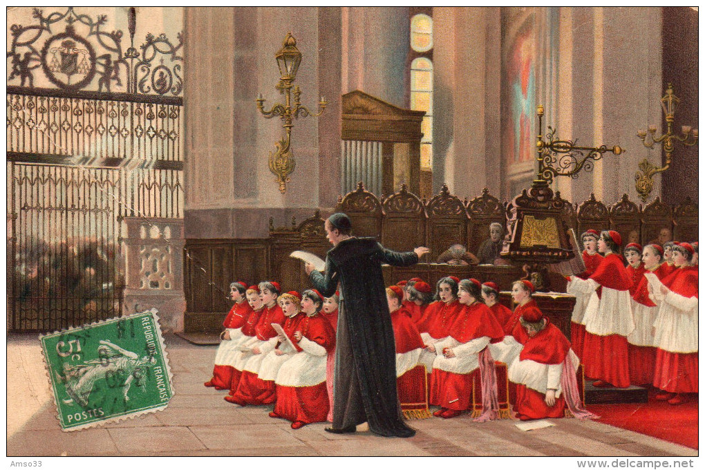 3585. CPA ILLUSTRATEUR. EGLISE ENFANTS DE COEUR CHORALE. UNE MAÎTRISE D´ENFANTS - 1900-1949