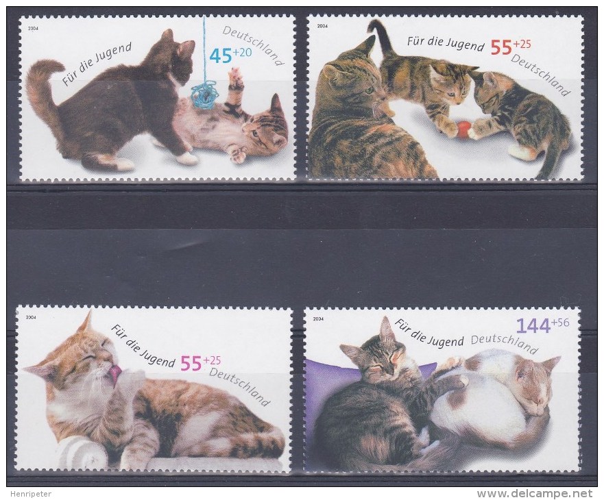 Lot De 4 Timbres-poste Neufs** - Pour Nous Les Enfants Faune Chats - N° 2226-2227-2229-2230 (Yvert) - Allemagne 2004 - Unused Stamps