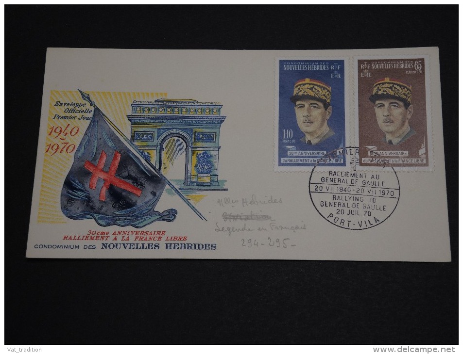 NOUVELLES HÉBRIDES - Enveloppe 1er Jour En 1970 - Général De Gaulle - A Voir - L 455 - FDC