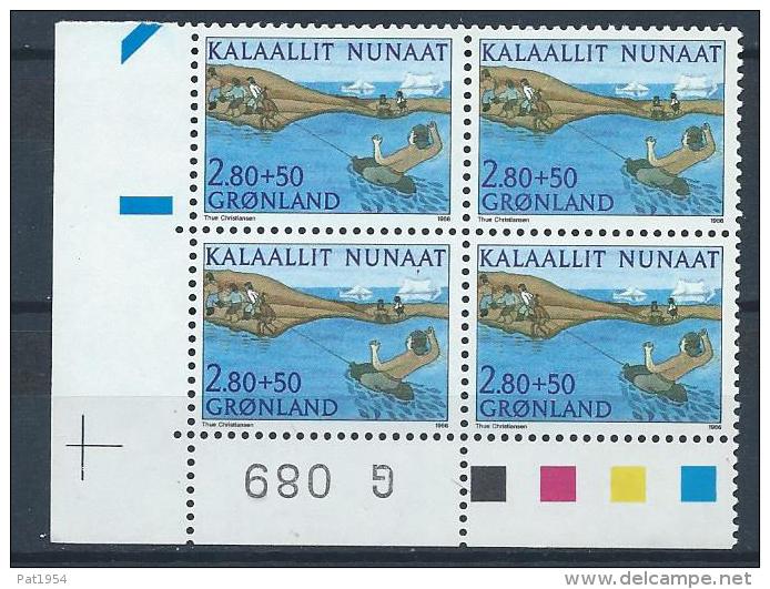 Groënland 1986 N°152 Neuf Bloc De 4 Avec Marque, Sport Nautique - Unused Stamps