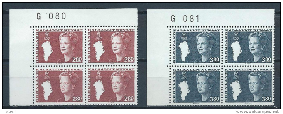 Groënland 1985 N°143/144 Neufs En Bloc De 4 Avec Marque, Reine Margrethe - Unused Stamps