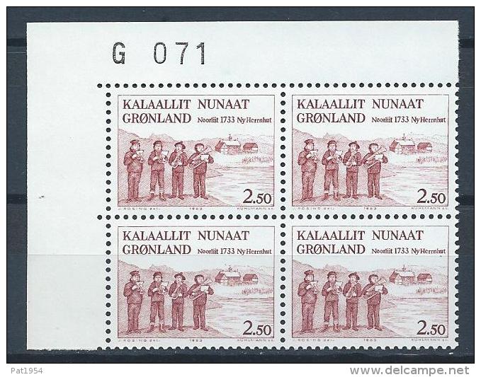 Groënland 1983 N°134 Neuf En Bloc De 4 Avec Marque, Nouvelle Heernhut - Unused Stamps