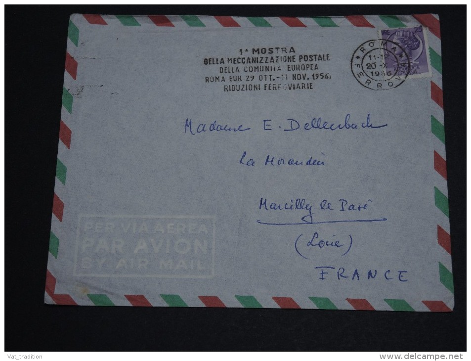 ITALIE - Enveloppe De Rome Pour La France En 1956 , Oblitération Ferrovière - A Voir - L 466 - 1946-60: Marcophilie