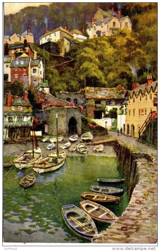 MISCELLANEOUS ART - E W HASLEHUST - CLOVELLY - VIEW FROM HARBOUR  Art346 - Clovelly