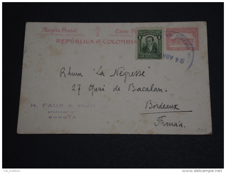 COLOMBIE - Entier Postal De Bogota Pour La France En 1922 - A Voir - L 474 - Kolumbien