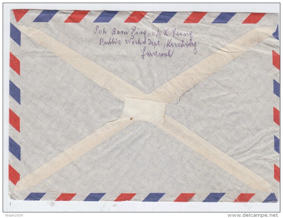 Sarawak/Czechoslovakia BUTTERFLIES CRAFTS MAPS AIRMAIL COVER 1954 - Sonstige - Asien