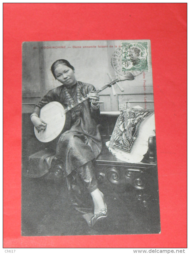 INDOCHINE  / TONKIN /  VIET NAM  /   1906   ANNAMITE METIER  MUSICIEN GUITARE   CIRC  OUI - Viêt-Nam