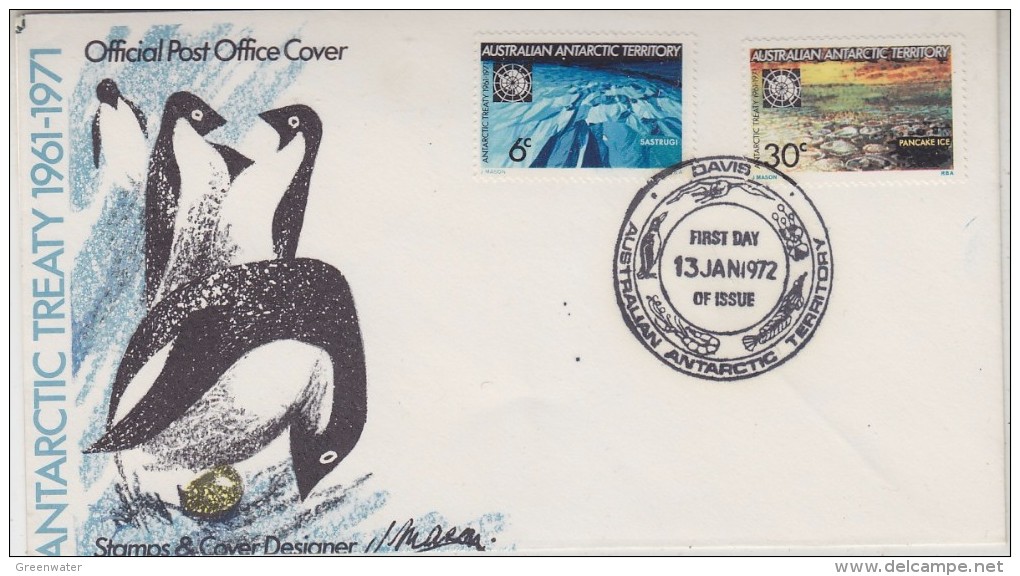 AAT 1972 Antarctic Treaty 2v FDC Ca Davis (30769) - FDC