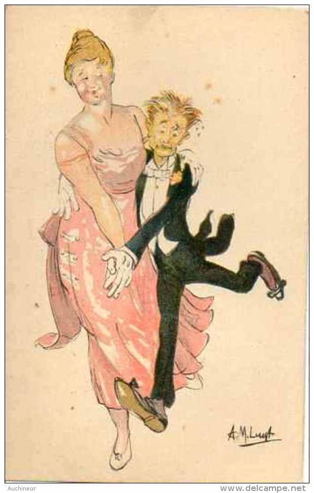 Illustrateur A M Luyt - Grande Femme Danse Tango Avec Petit Homme - Altri & Non Classificati