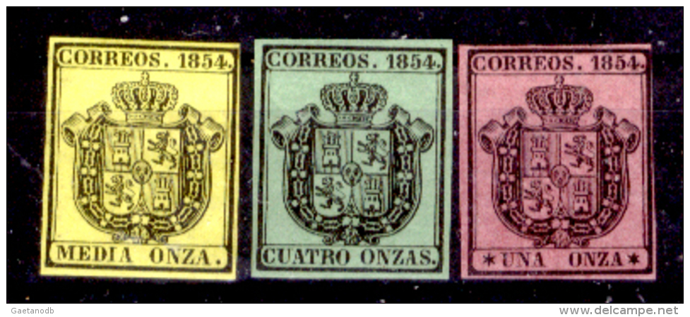 Spagna-103 - 1854 - Servizio - Y&T N. 1, 2, 3  (+) Hinged - Privi Di Difetti Occulti - - Servicios