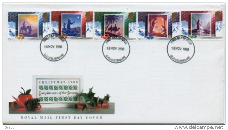 GB First Day Cover To Celebrate Christmas With Christmas Cards 1988. - 1981-1990 Decimal Issues