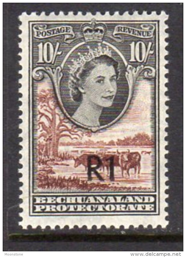 Bechuanaland QEII 1961 1r On 10/- Surcharge Definitive, Type II, Hinged Mint (BA2) - 1885-1964 Bechuanaland Protectorate