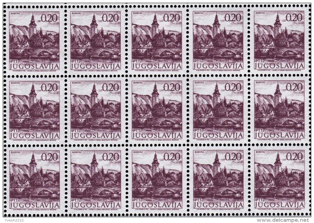 Yougoslavie 1981 Y&T 1352b Michel 1493 II XC Dentelé13 1/2 X 12 1/2. Bloc De 15. Michel 15 €. Bohinj - Churches & Cathedrals