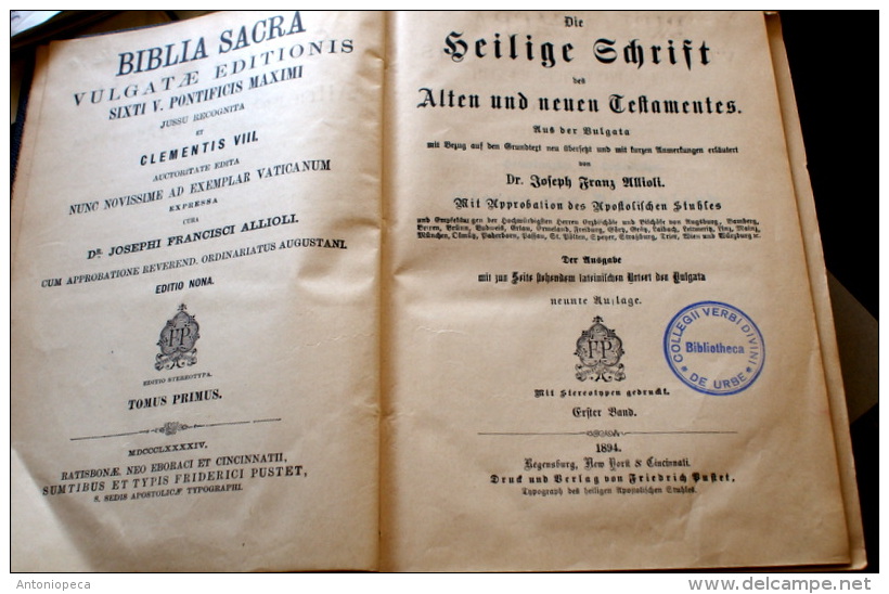 GERMANIA - ANTICA BIBBIA COMPLETA IN LATINO E TEDESCO DEL 1894 - Libri Vecchi E Da Collezione