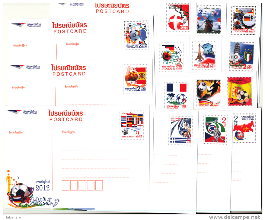 THAILAND - 2012 - 40% OFF - FOOTBALL EURO 2012 - 15 PREPAID POSTCARDS AS COMPLETE SET - Thailand