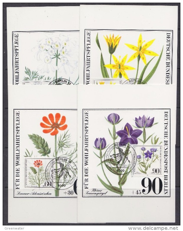 Berlin  1980 Wohlfahrtspflege / Flowers 4 Maxicards (30802) - Maximum Kaarten