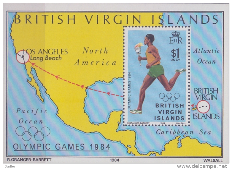 BRITISH VIRGIN ISLANDS :1984: Y.BF22**MnH : ## LOS ANGELES 1984 ## : OLYMPIC GAMES,RUNNING,OLYMPIC FLAME,MAP, - British Virgin Islands