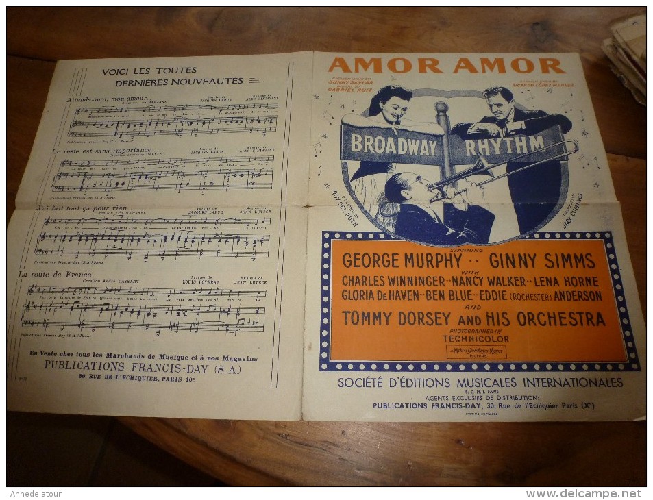 1943 Chanson   AMOR AMOR Promotora Hispano Americana De Musica - Partitions Musicales Anciennes