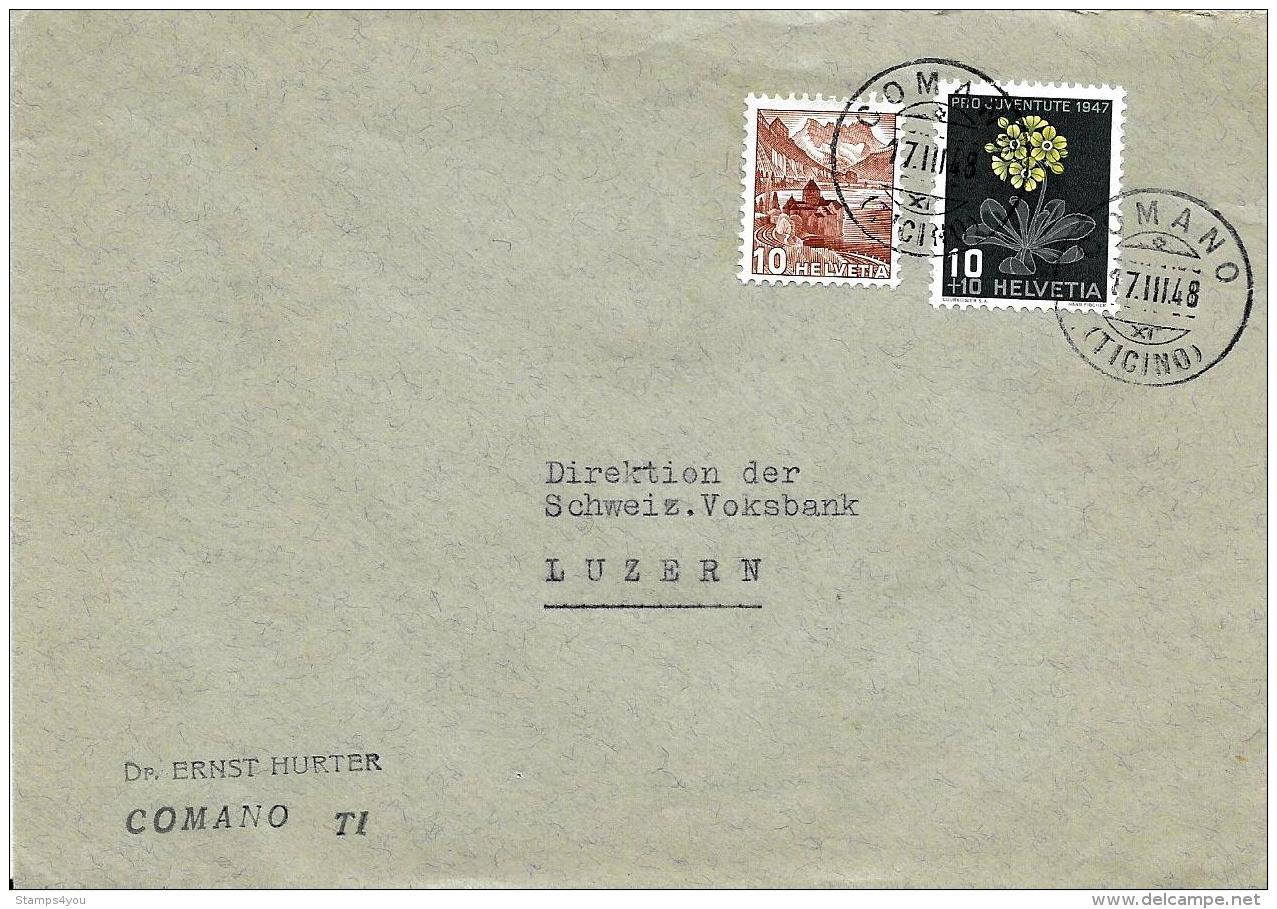 27037 - Enveloppe Envoyée De Comano (Ticino) 1948 - Storia Postale