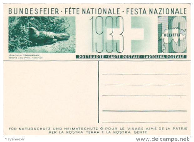 Bundesfeier 1933 - Auerhahn (Nationalpark)     (60627) - Autres & Non Classés