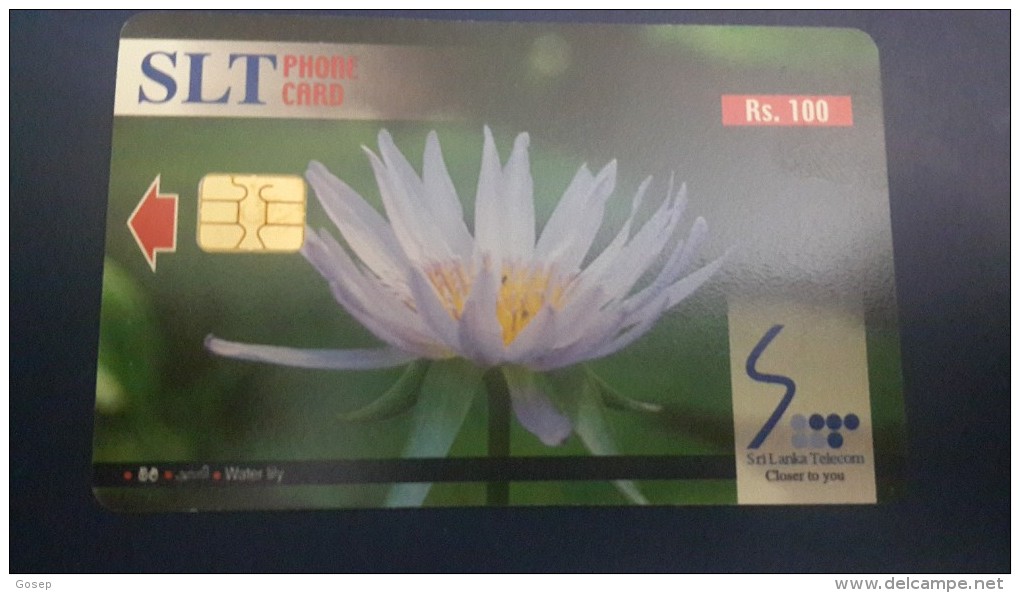 Sri Lanka-(sri08)-water Lily-flowers-(rs.100)-used+1card Prepiad Free - Sri Lanka (Ceylon)