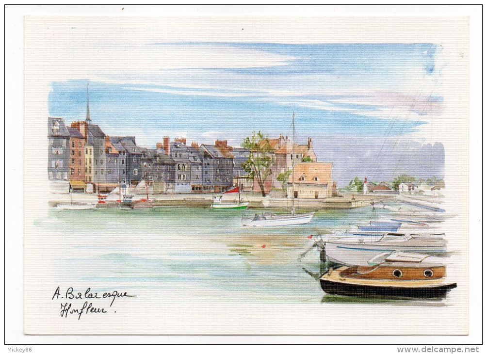 HONFLEUR--Aquarelle Originale A.Balaresque--Le Bassin à Flot ,cpm N° 88  éd Yvon--carte Toilée - Honfleur