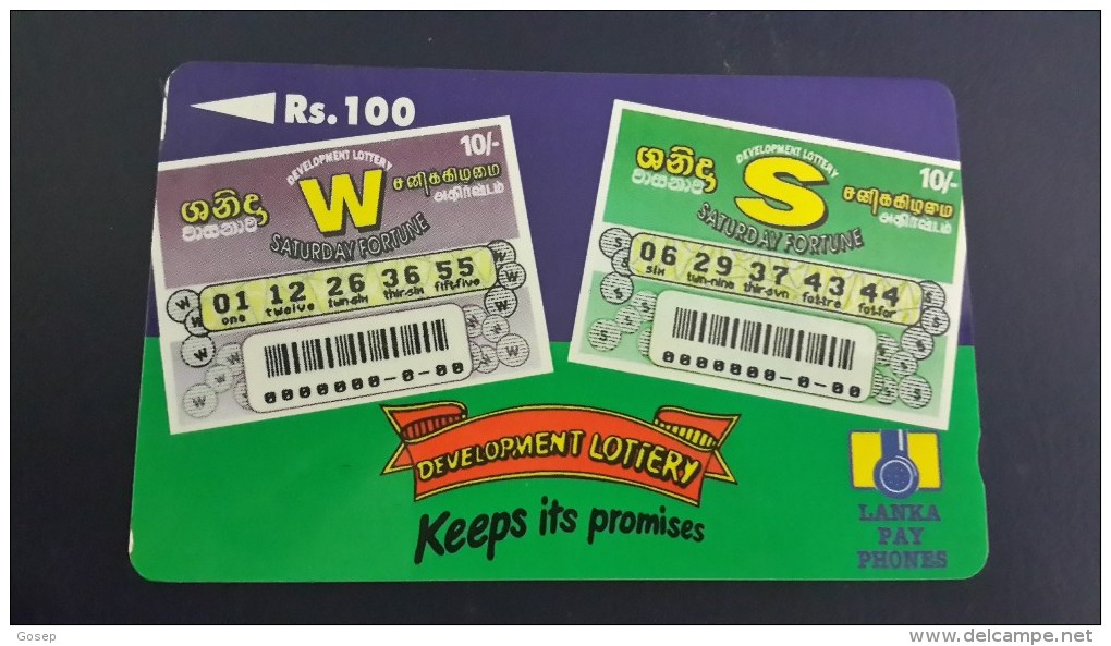 Sri Lanka-(36srlb)-development Lottery Keeps Its Promises-(rs.100)-used Card+1card Prepiad Free - Sri Lanka (Ceylon)