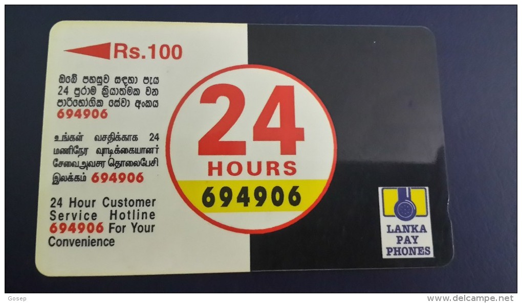 Sri Lanka-(38srlb)-hours Customer Service24-(rs.100)-used Car+1card Prepiad Free - Sri Lanka (Ceylon)