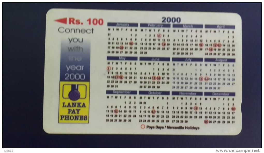 Sri Lanka-(44srlb)-calender 2000-(rs.100)-used Card+1card Prepiad Free - Sri Lanka (Ceylon)