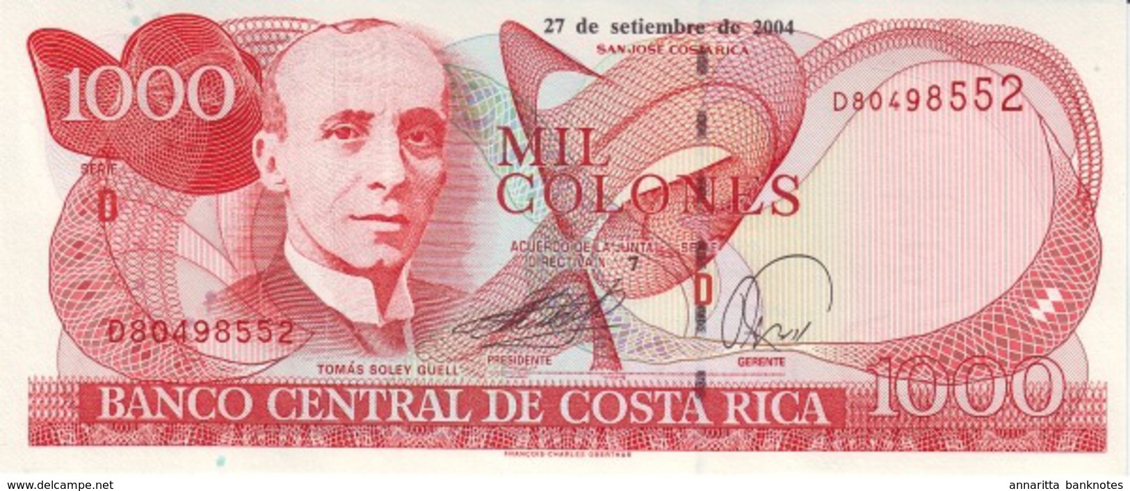 COSTA RICA 1000 COLONES 2004 P-267A UNC [CR546e] - Costa Rica