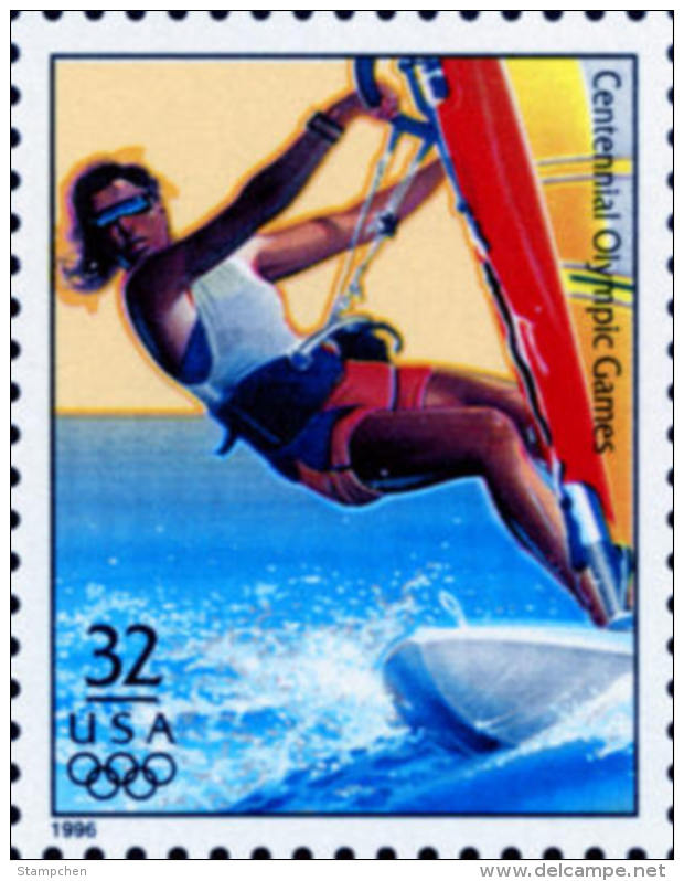 Sc#3068h 1996 USA Olympic Games Stamp-Women's Sail Boarding Athletic - Summer 1996: Atlanta