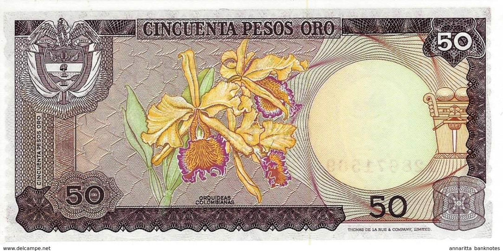 Colombia (BDLR) 50 Pesos Oro 1973 UNC RARE Cat No. P-414a / CO414a - Kolumbien