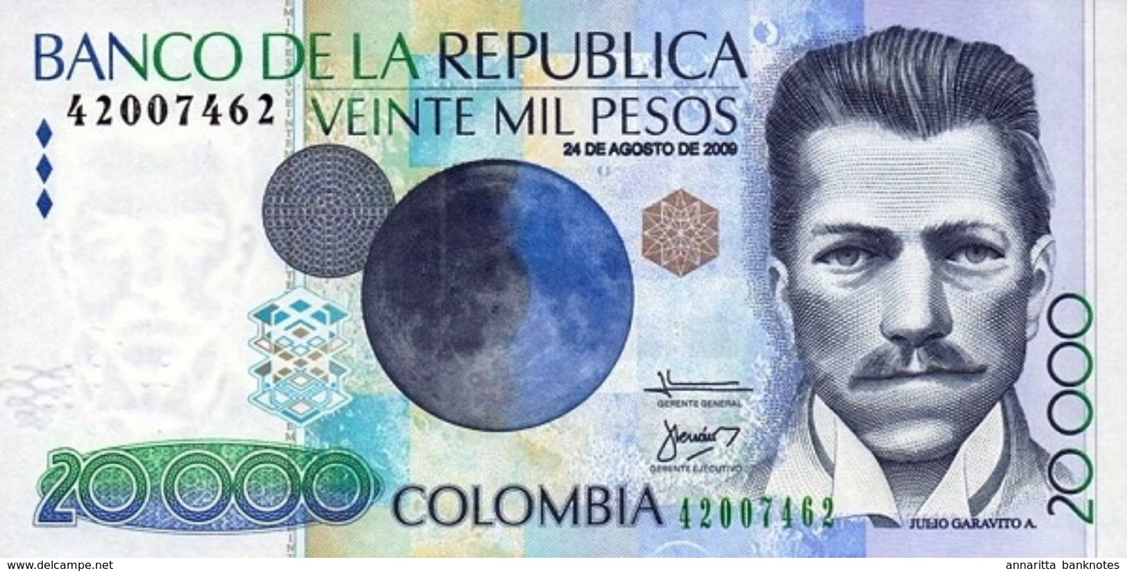 Colombia (BDLR) 20000 Pesos 2009 UNC Cat No. P-454t / CO454t - Colombia