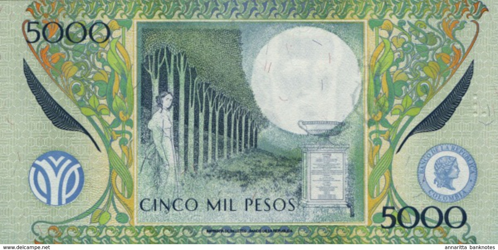 Colombia (BDLR) 5000 Pesos 2009 UNC Cat No. P-452k / CO452k - Kolumbien